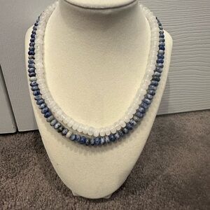 Allie + Bess Elegant Blue and White Beaded Necklace